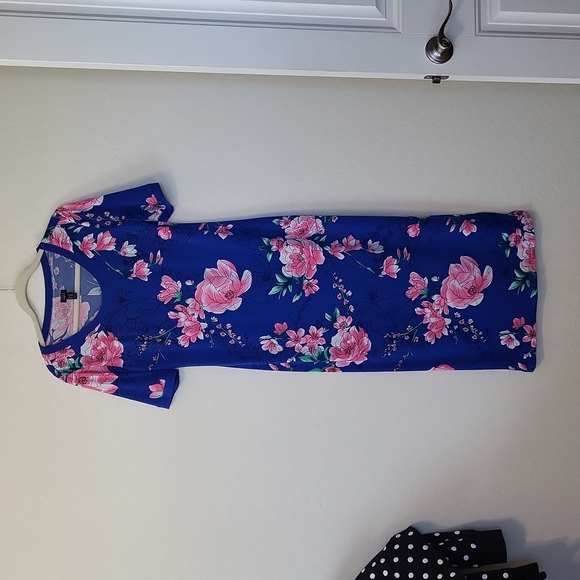 G.i.l.i. Blue Floral Side Slits Effortless Summer Fun Cruise Vacation Dress S/P - Picture 8 of 17